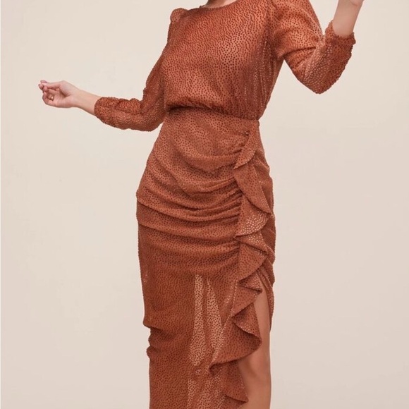 ASTR the Label Samara Dress Ginger Brown Ruffle Party Cocktail - Picture 1 of 9